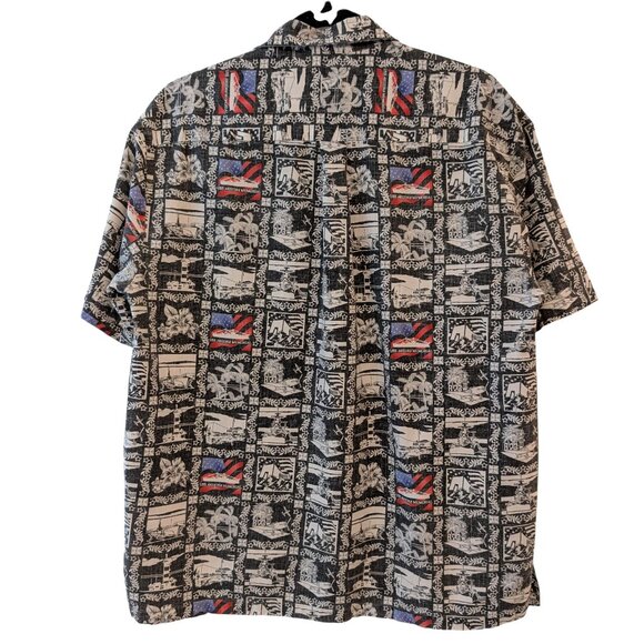 Hilo Hattie Vintage Mens Sz M USS Arizona Memorial Reverse Print Button Up Shirt - Picture 3 of 8